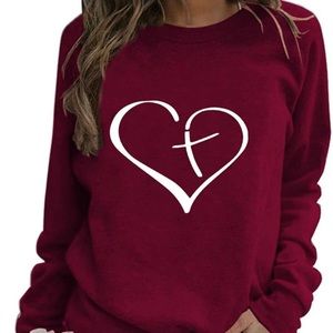 Burgundy Heart Sweater NWOT